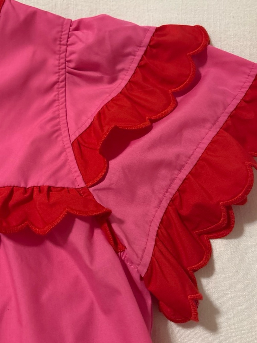 Entro Pink and Red Ruffle-Trim Top - Picture 3 of 5